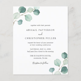 Grüne Eukalyptus Budget Hochzeit Einladung