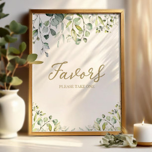Grüne Eukalyptus Calligrafy Favors Sign Poster
