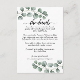 Grüne Eukalyptus Calligraphy Wedding Details Begleitkarte
