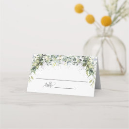 Grüne Eukalyptus-Dusche Hochzeitssitze geklappt Platzkarte