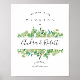 Grüne Eukalyptus Garland Wedding Begrüßungszeichen Poster