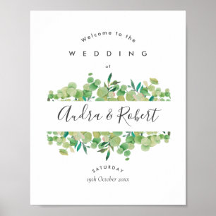 Grüne Eukalyptus Garland Wedding Begrüßungszeichen Poster