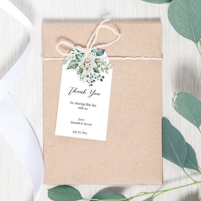 Grüne Eukalyptus-Hochzeit Geschenkanhänger (Greenery eucalyptus white roses wedding gift tags)