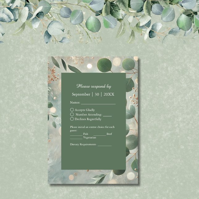 Grüne Eukalyptus-Hochzeit RSVP Karte (Von Creator hochgeladen)