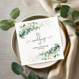 Grüne Eukalyptus-Hochzeit Serviette