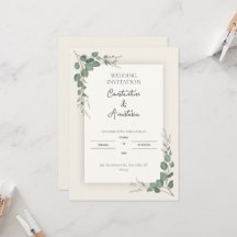 Grüne Eukalyptus-Hochzeitseinladung