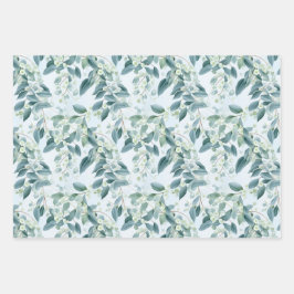 Grüne Eukalyptus im Weichtöner-Stil Geschenkpapier Set