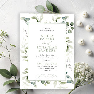 Grüne Eukalyptus Klassik Moderne Hochzeit Einladung