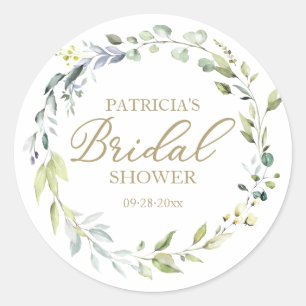 Grüne Eukalyptus-Kranz-Brautparty-Geschenk-Anhänge Runder Aufkleber