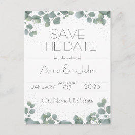 Grüne Eukalyptus Moderne Vegetation Save the Date Postkarte