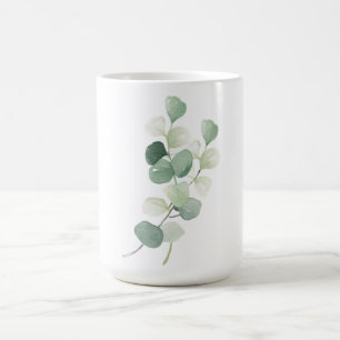 Grüne Eukalyptus-Pastell-Blätter Bettwäsche Kaffeetasse