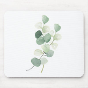 Grüne Eukalyptus-Pastell-Blätter Bettwäsche Mousepad