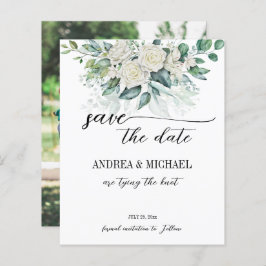 Grüne Eukalyptus-Rosen Save the Date