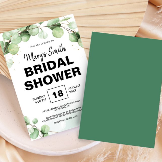 Grüne Eukalyptus-Rustikal-Boho-Elegante Brautparty Einladung (Green Eucalyptus Rustic Boho Elegant Bridal Shower Invitation, Bridal Brunch, Bride To Be)