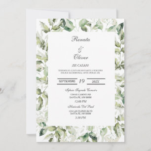 Grüne Eukalyptus Spanish Wedding Einladung