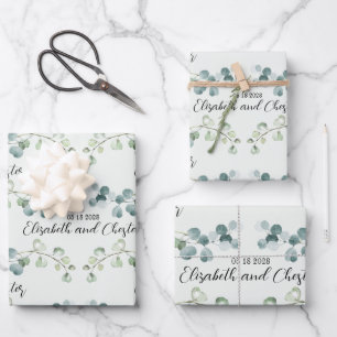 Grüne Eukalyptus Sprig Wedding Branding Geschenkpapier Set
