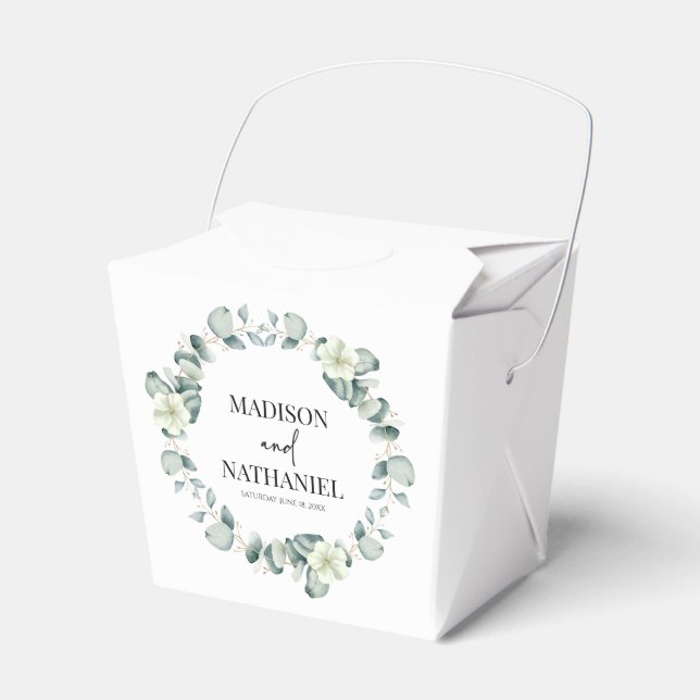 Grüne Eukalyptus Verlasse Grüne Botanische Hochzei Geschenkschachtel (Vorderseite)