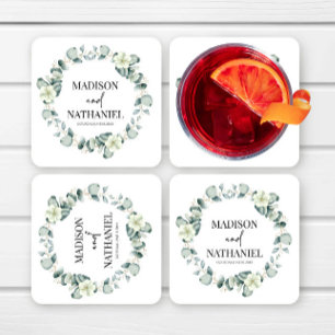 Grüne Eukalyptus Verlasse Grüne Botanische Hochzei Rechteckiger Pappuntersetzer