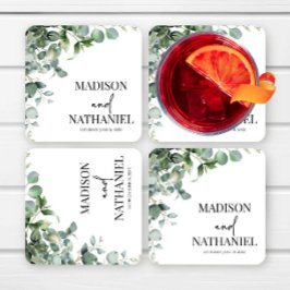 Grüne Eukalyptus Verlasse Grüne Botanische Hochzei Rechteckiger Pappuntersetzer