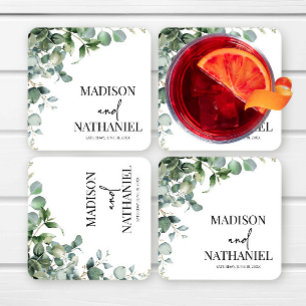 Grüne Eukalyptus Verlasse Grüne Botanische Hochzei Rechteckiger Pappuntersetzer