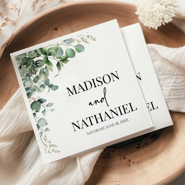 Grüne Eukalyptus Verlasse Grüne Botanische Hochzei Serviette (Von Creator hochgeladen)