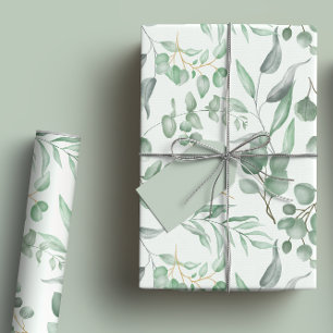 Grüne Eukalyptus Wasserfarbe Geschenkpapier Set