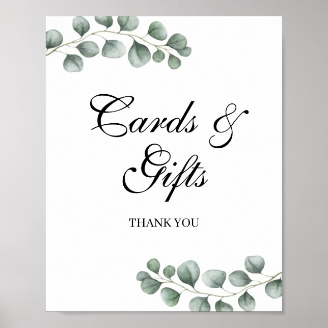 Grüne Eukalyptus Wedding Cards und Gifts Zeichen Poster (Vorne)