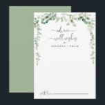 Grüne Eukalyptus Wedding Well wünscht Ratschläge Hinweiskarte<br><div class="desc">Diese grüne Eukalyptus Hochzeit auch Wünsche Ratschlag Karte ist perfekt für eine moderne Hochzeit. Das Design ist mit Aquarellfarben handgezeichnet eleganten botanischen Eukalyptuszweigen und Blätter, die geometrische Rahmen schmücken. Diese Karten sind ideal für Hochzeiten, Brautparty, Babydusche, Graduiertenfest u.v.m. Personalisieren Sie die Karten mit den Namen der Braut und Bräutigam, den...</div>