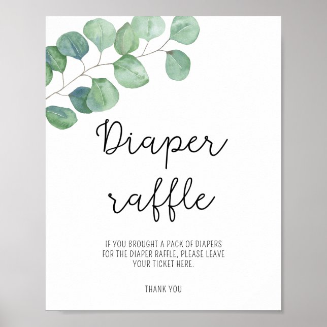 Grüne Eukalyptus - Windel-Raffle-Poster Poster (Vorne)