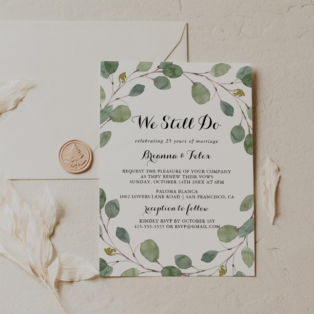 Grüne Eukalyptus Wir machen noch Vow Erneuerung Einladung (Von Creator hochgeladen)