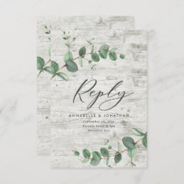 Grüne Eukalyptusblättrige Weißholz Hochzeit RSVP