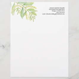 Grüne Eukalyptusfolien-Blume Aquarellkunst Briefbogen