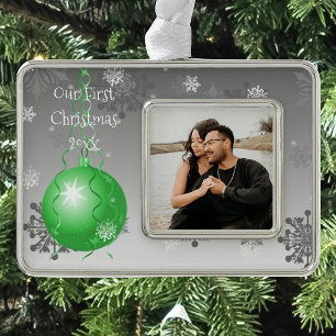 Grüne Extravagante Weihnachtsfeier Gerahmte Orname Rahmen-Ornament Silber