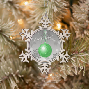 Grüne Extravagante Weihnachtsschmuck Schneeflocken Zinn-Ornament