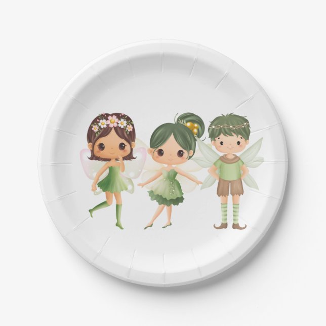 Grüne Fairies Pappteller (Vorderseite)