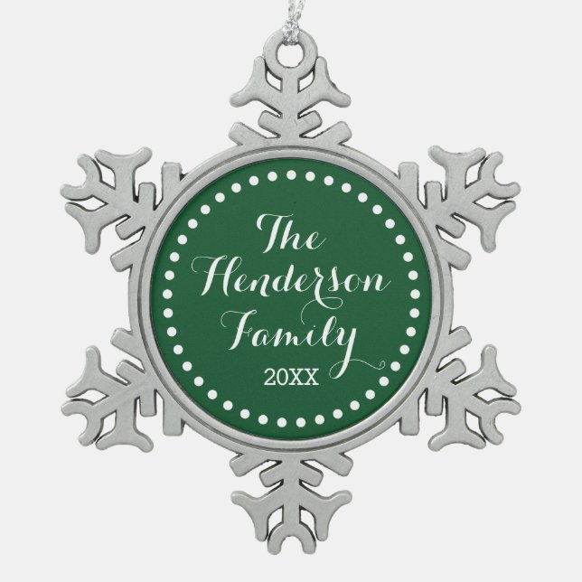 Grüne Familie Monogram Keepake Holiday Ornament (Vorderseite)