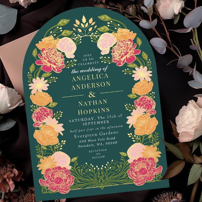 Grüne Fantasie Verzauberter Blumengarten Hochzeits Einladung (Von Creator hochgeladen)