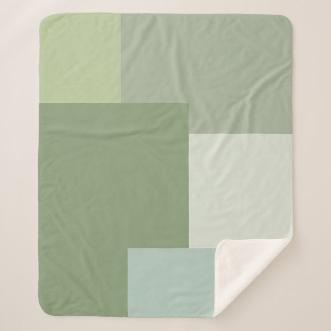 Grüne Farbblöcke für Minimalistische geometrische  Sherpadecke (Vorderseite)