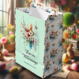 Grüne Farbe Kreuz Blume Christlich Ostern Mittlere Geschenktüte