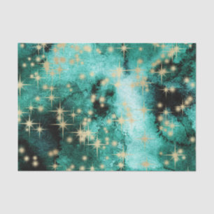 Grüne Farbe mit Golden Star Burst Seidenpapier