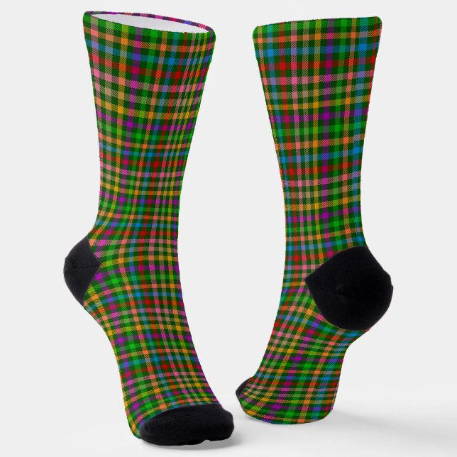 Grüne farbenfrohe Gingham-Karo-Muster  Socken (Gewinkelt)