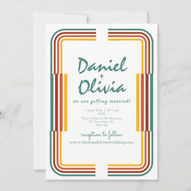 Grüne farbige Illustration Foto Wed Einladung (Vorderseite)