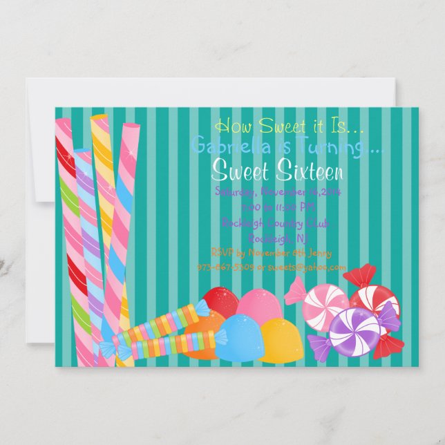 Grüne Farbige Menge Süßigkeiten 16 Einladung (Vorderseite)
