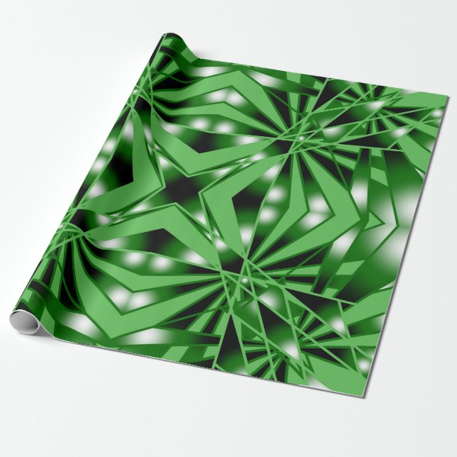 Grüne Farblinie ausgefüllt Zeichnend Perspektive Geschenkpapier (Ungerollt)