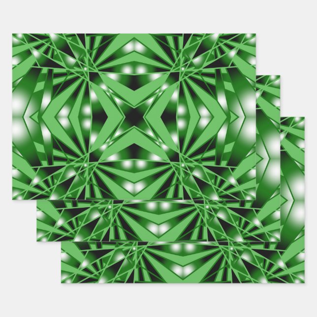 Grüne Farblinie ausgefüllt Zeichnend Perspektive Geschenkpapier Set (Set)