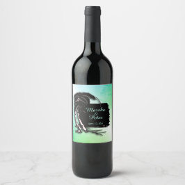 Grüne Farbtöne und Datum des tropischen Designs Weinetikett