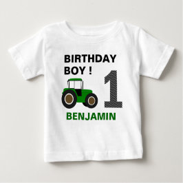 Grüne Farm Traktor Geburtstagspartei Baby T-shirt