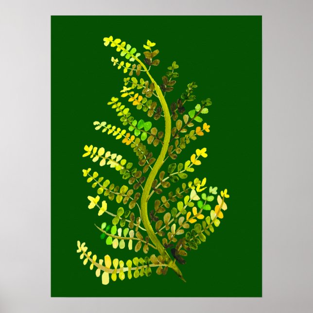 Grüne Farnblatt-Pflanzenkunst Poster (Vorne)