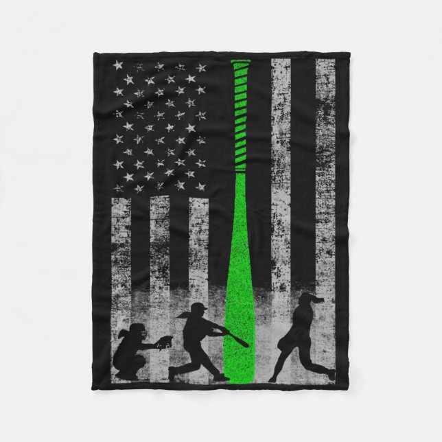 Grüne Fastpitch-Softll-Flagge - Softll-Spieler Auf Fleecedecke (Vorderseite)