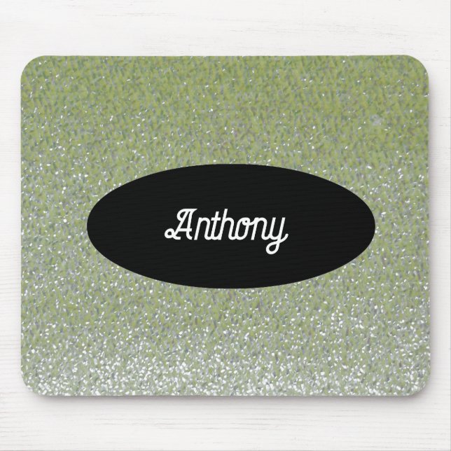 Grüne Faux-Glitter-Mauspad mit individuellem Namen Mousepad (Vorne)